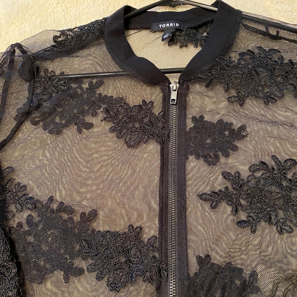 Lace zippered cover up